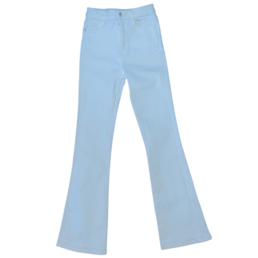 ZARA • High Rise White Flare Jean